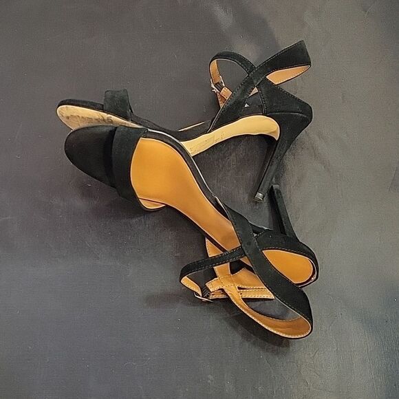 H by HALSTON SUEDE ADJUSTABLE 3-STRAPS ANKLE OPEN TOE  HEEL STILETTOS SANDAL - Picture 9 of 14